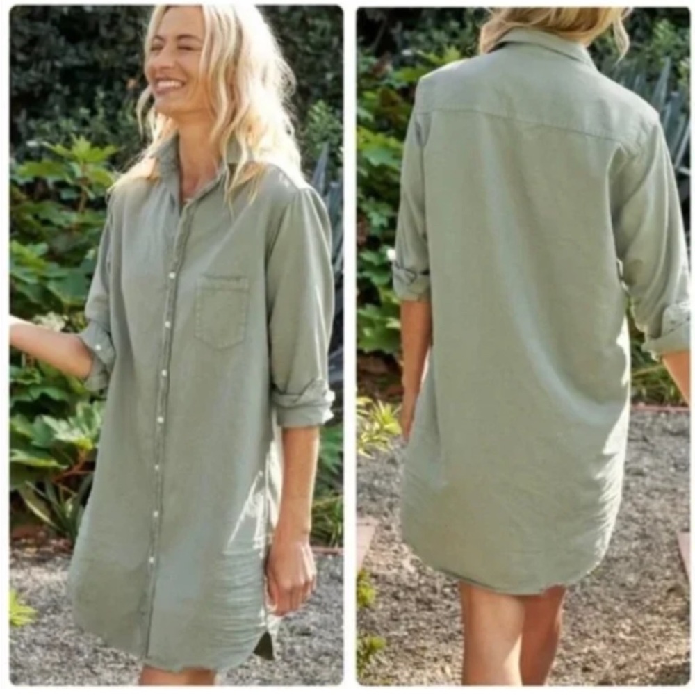 Frank & Eileen Mary Olive Button-Up Shirt Dress